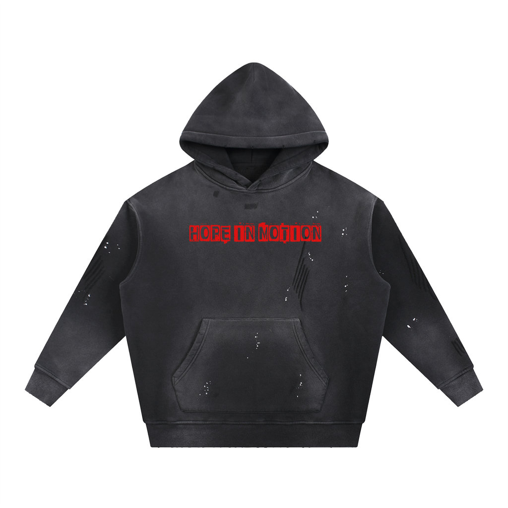 Vintage Washed Frayed Fleece Hoodie