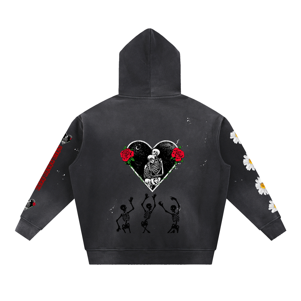 Vintage Washed Frayed Fleece Hoodie