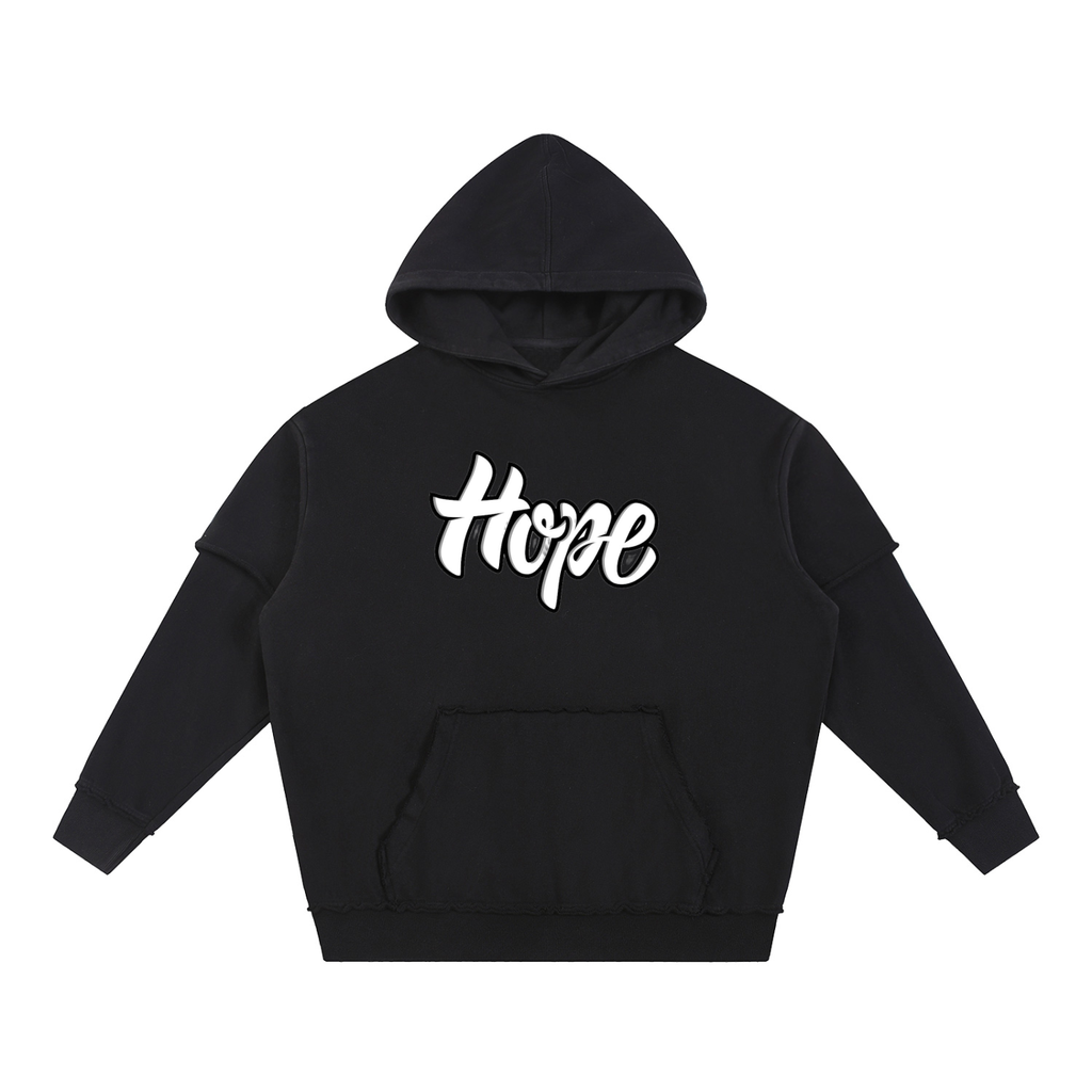 Snow Washed Raw Edge Double Layered Hoodie