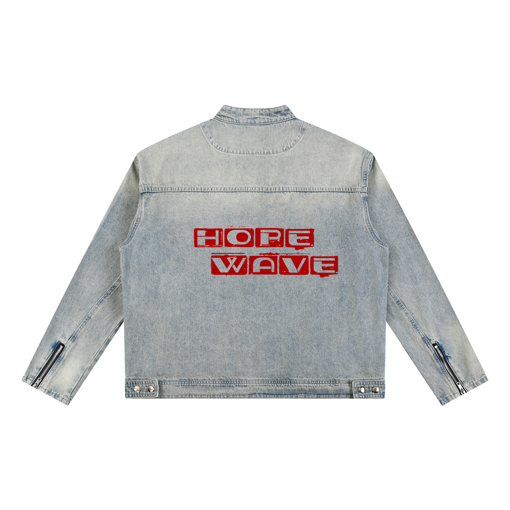 Vintage Wash Zip Denim Jacket