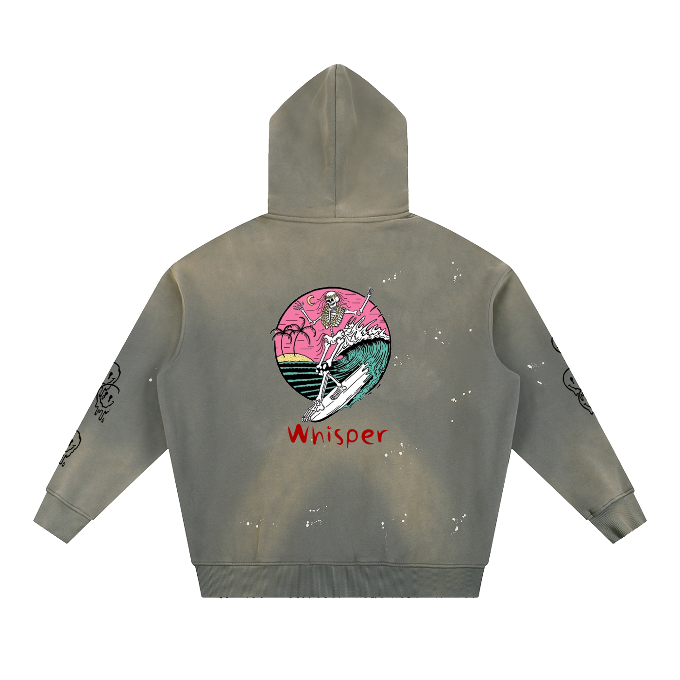 Vintage Washed Frayed Fleece Hoodie