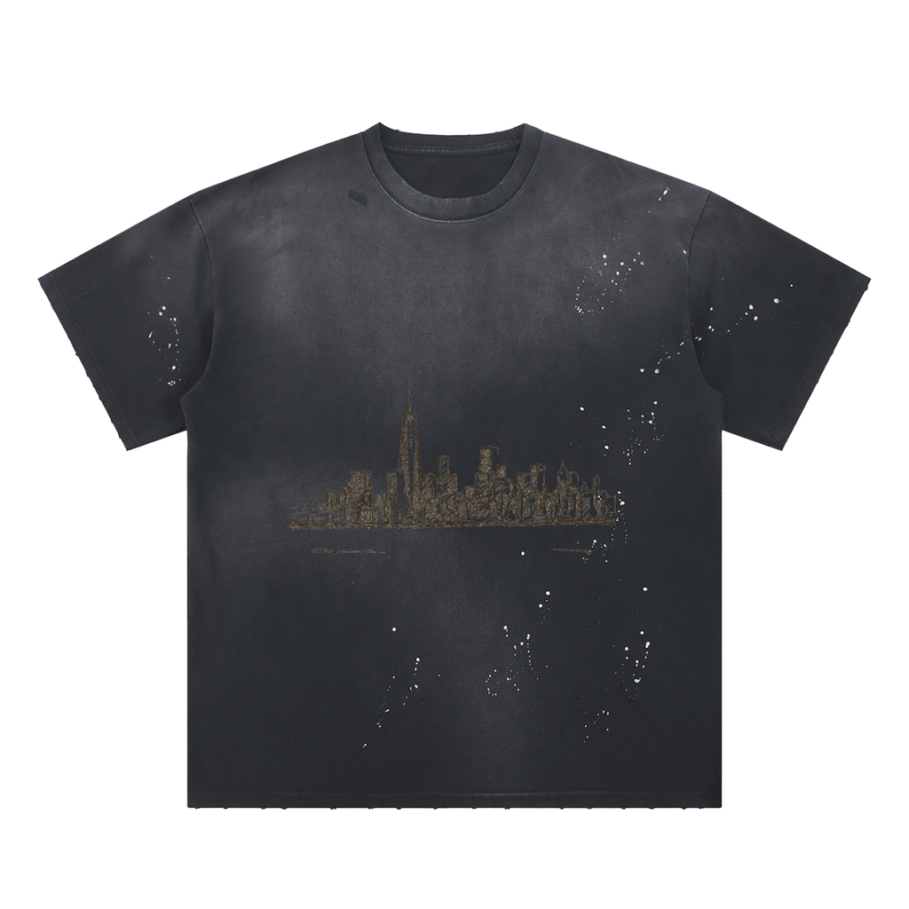Hand-Frayed Sunfade Paint Splatter T-Shirt