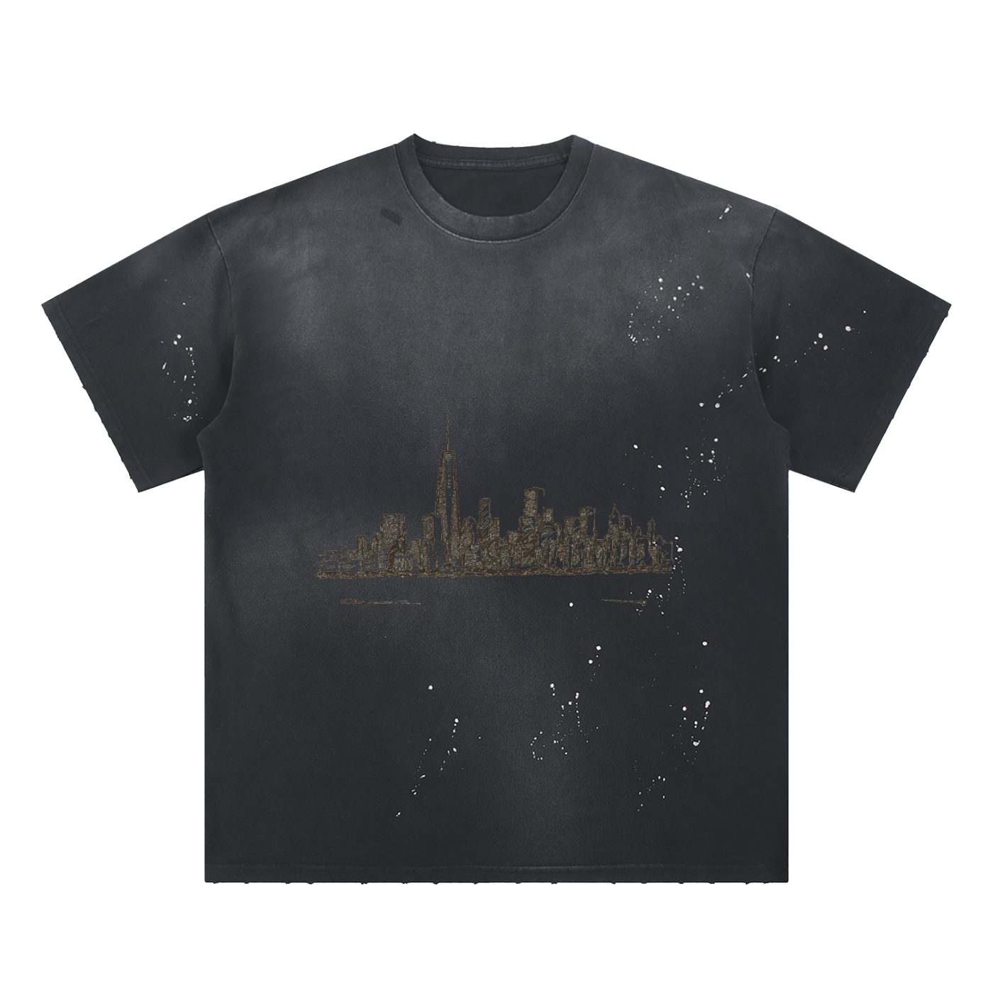Hand-Frayed Sunfade Paint Splatter T-Shirt