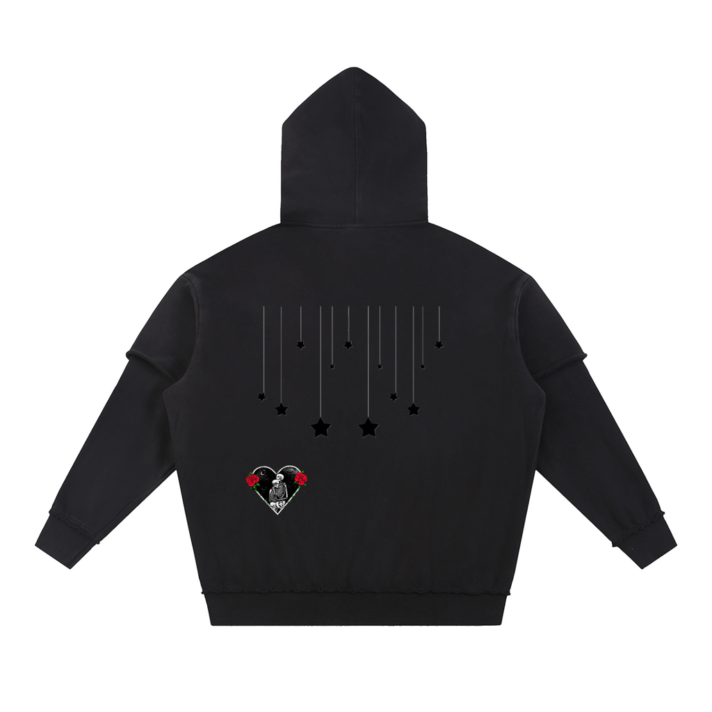 Snow Washed Raw Edge Double Layered Hoodie
