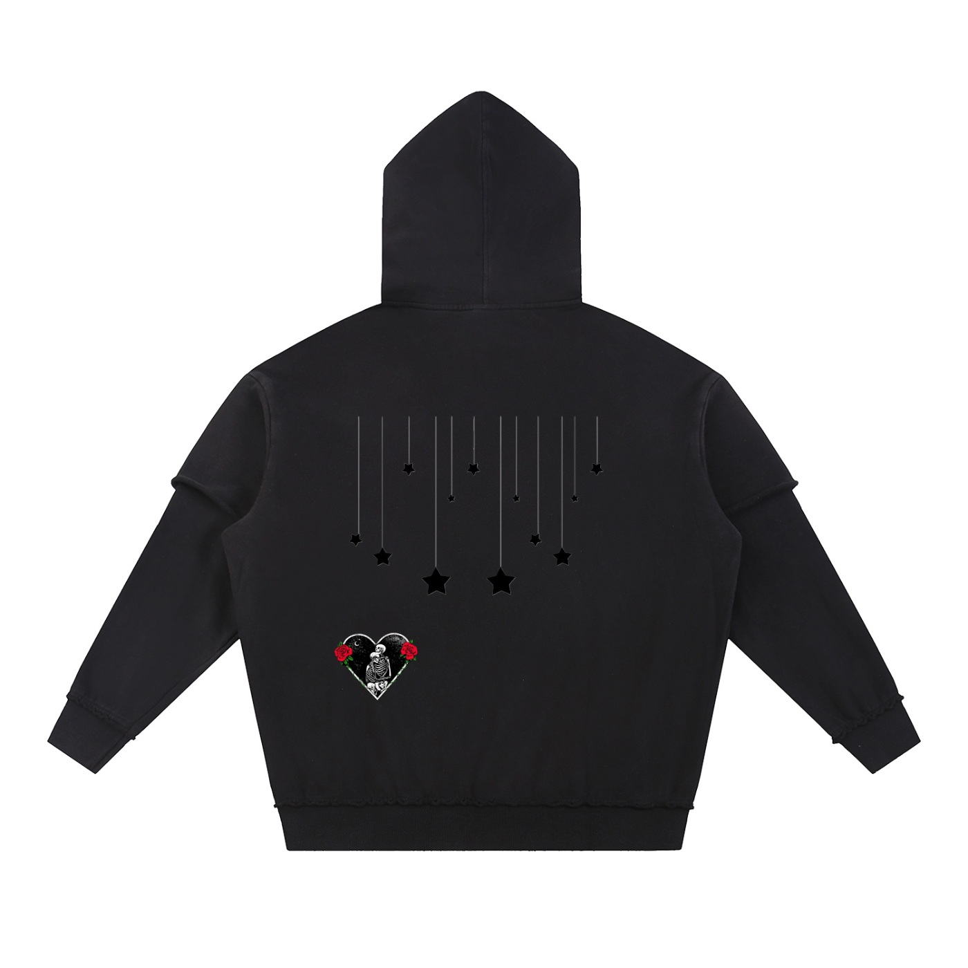 Snow Washed Raw Edge Double Layered Hoodie