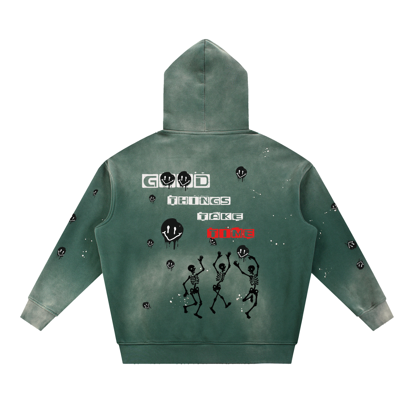Vintage Washed Frayed Fleece Hoodie