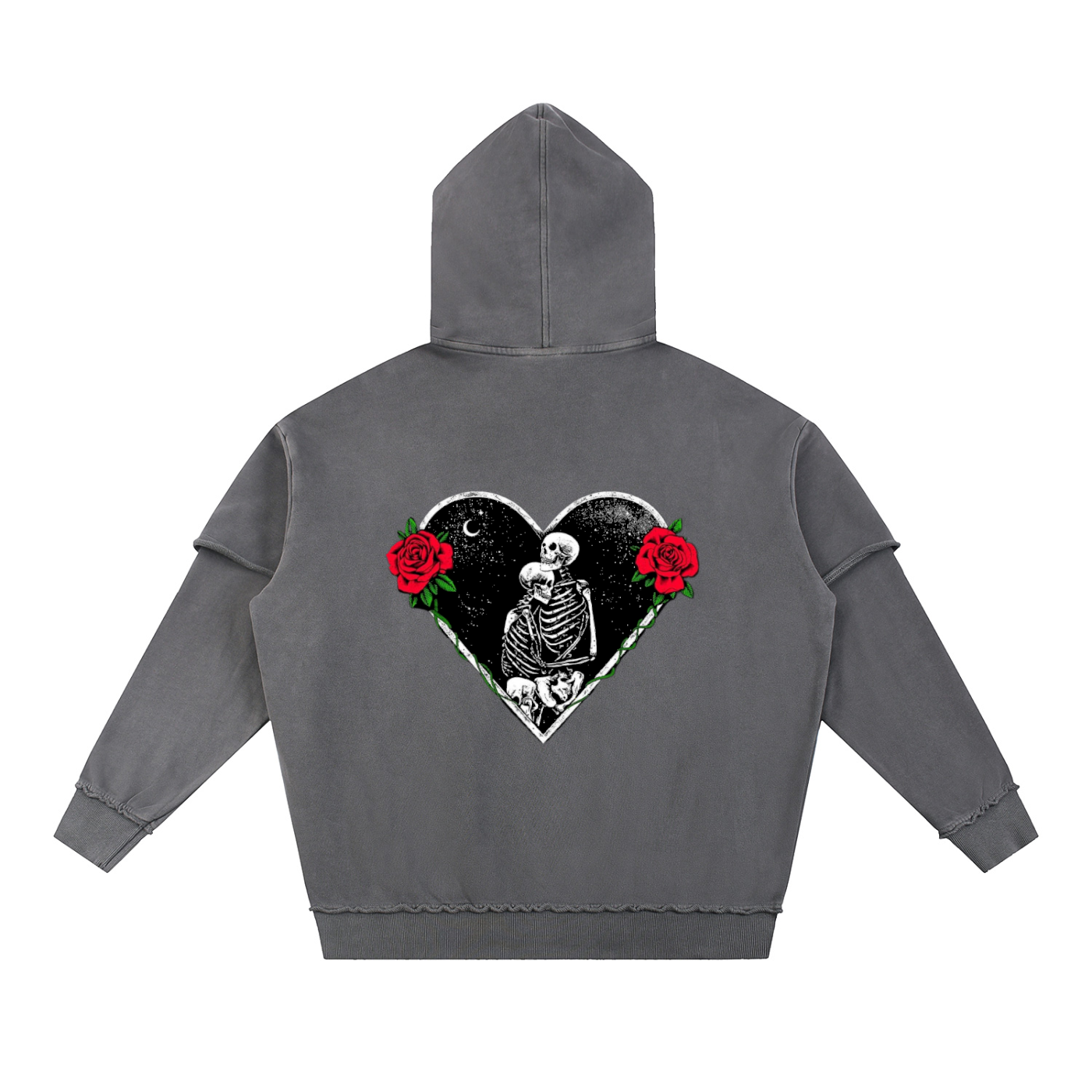Snow Washed Raw Edge Double Layered Hoodie