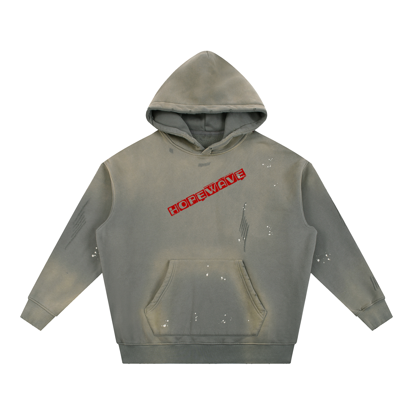 Vintage Washed Frayed Fleece Hoodie