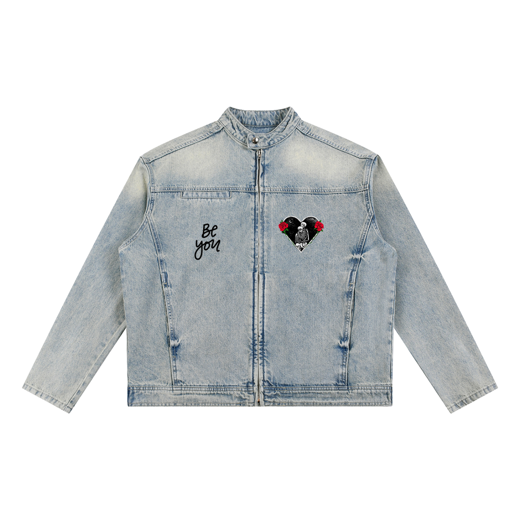 Vintage Wash Zip Denim Jacket