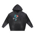 Vintage Washed Frayed Fleece Hoodie