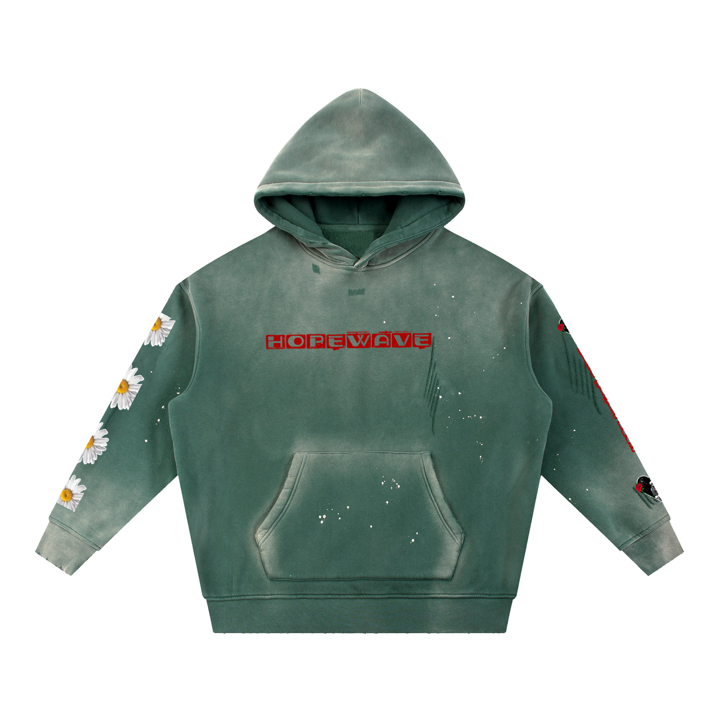 Vintage Washed Frayed Fleece Hoodie