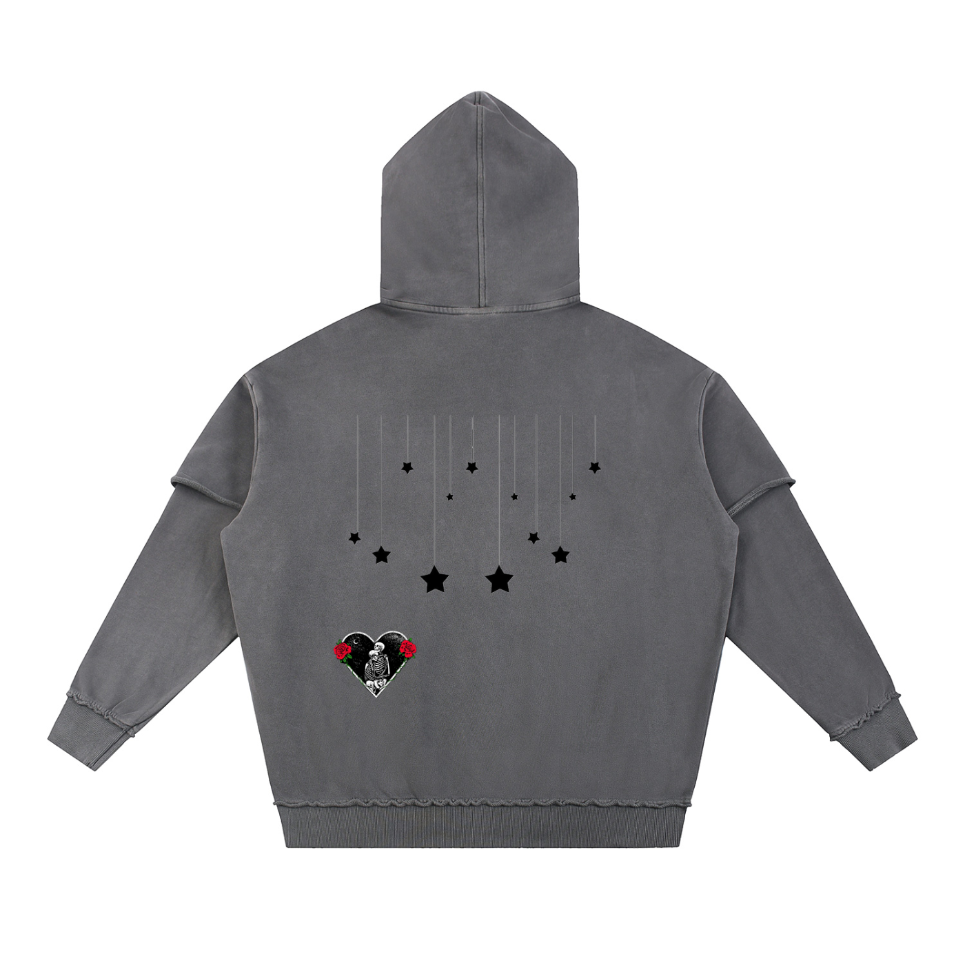 Snow Washed Raw Edge Double Layered Hoodie
