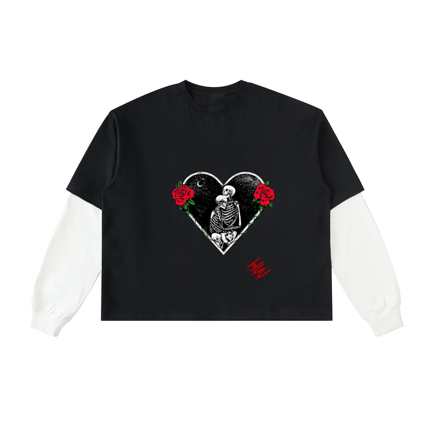 Layered Contrast Sleeve Cotton T-Shirt