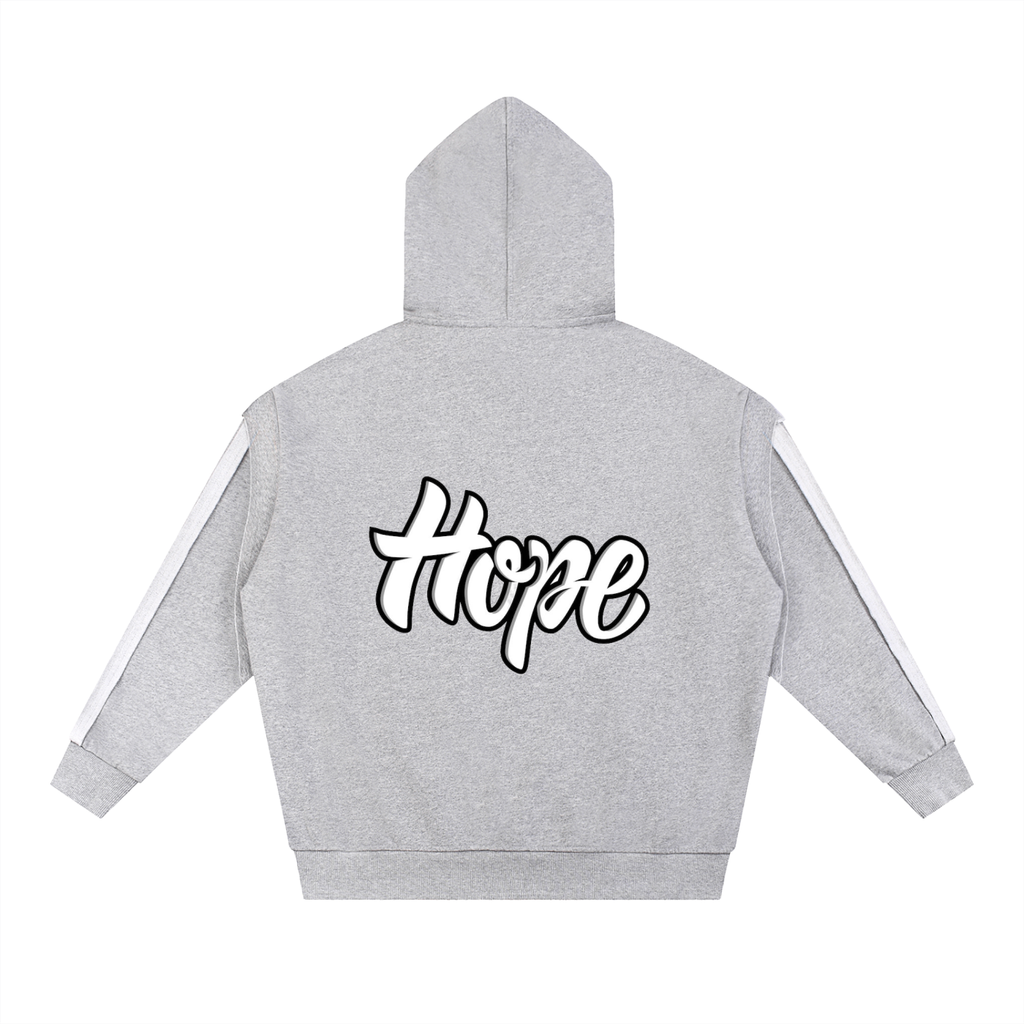Contrast Tape Raw Edge Double Layered Hoodie