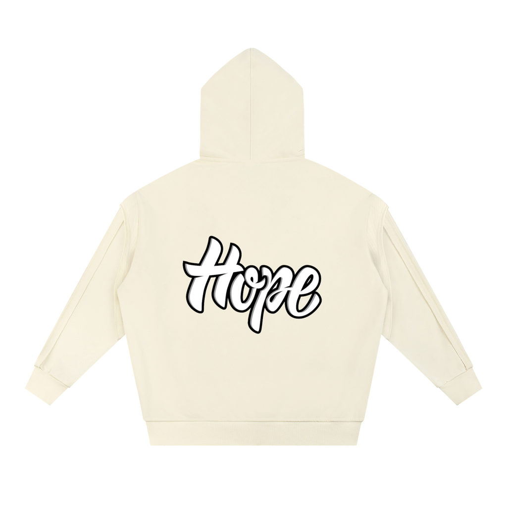 Contrast Tape Raw Edge Double Layered Hoodie