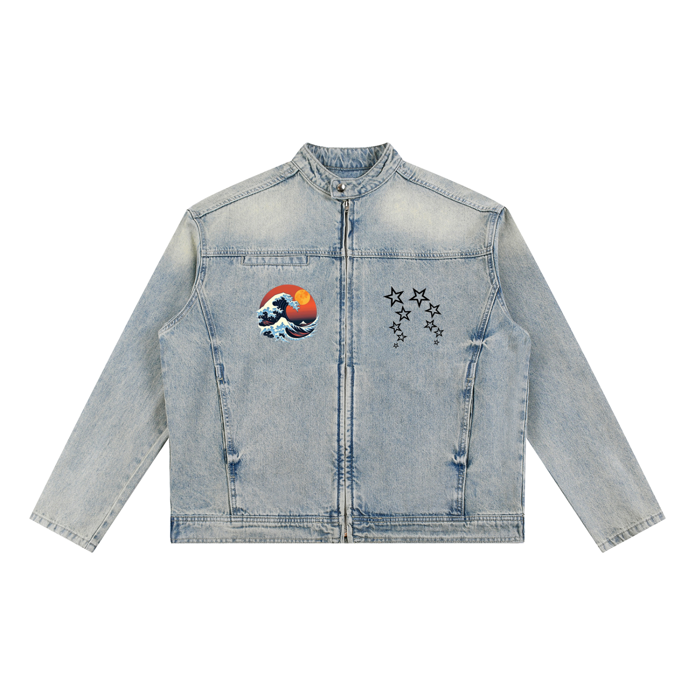 Vintage Wash Zip Denim Jacket