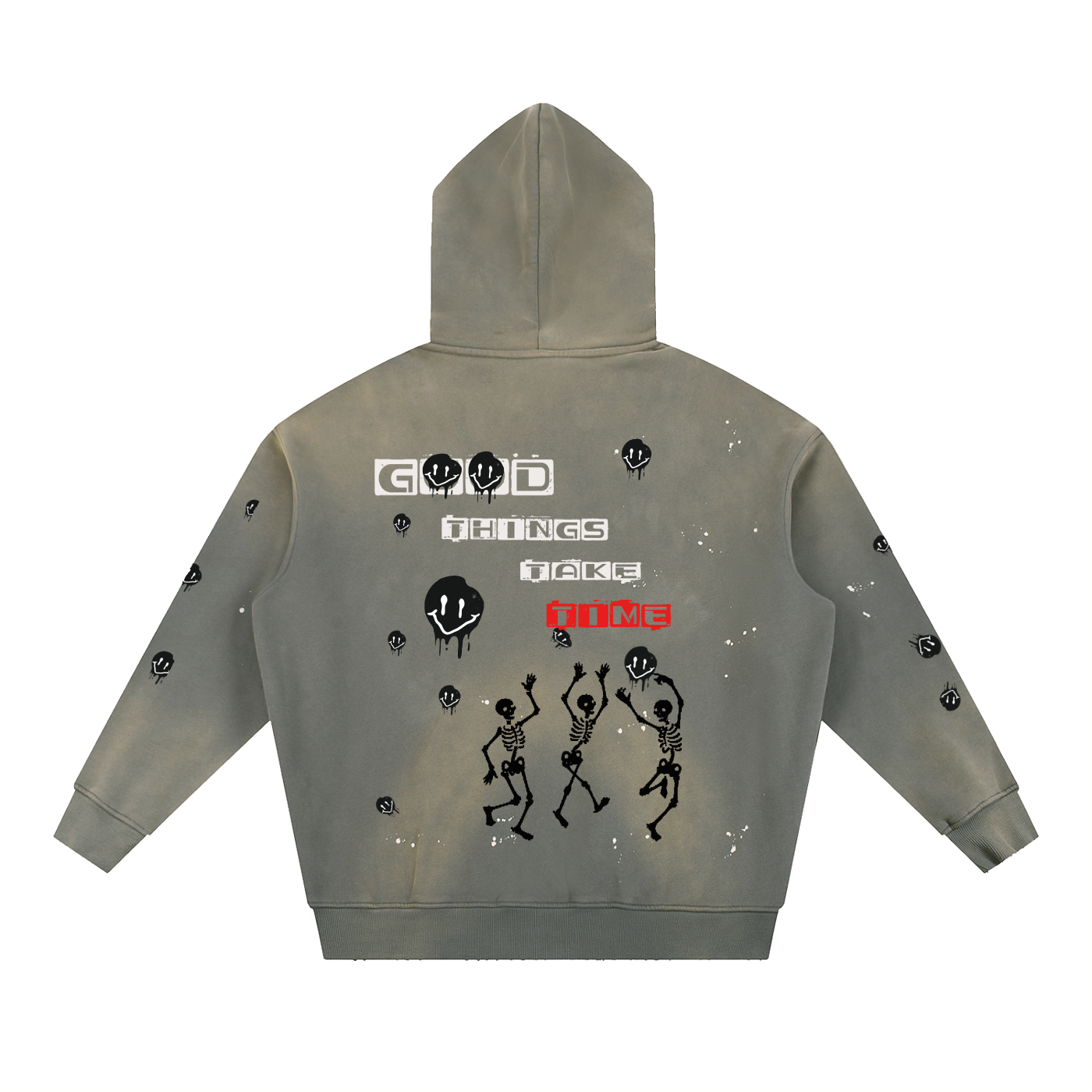 Vintage Washed Frayed Fleece Hoodie