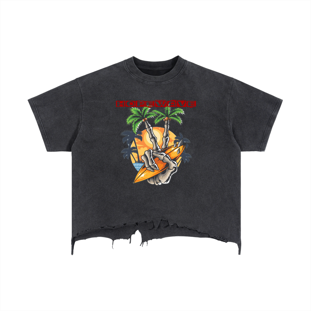 Vintage Wash Boxy Distressed Hem T-Shirt