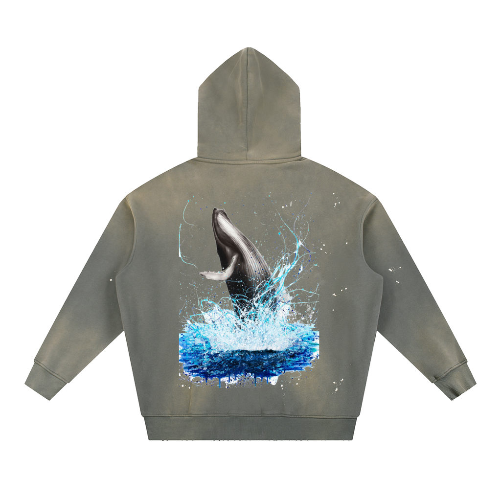 Vintage Washed Frayed Fleece Hoodie
