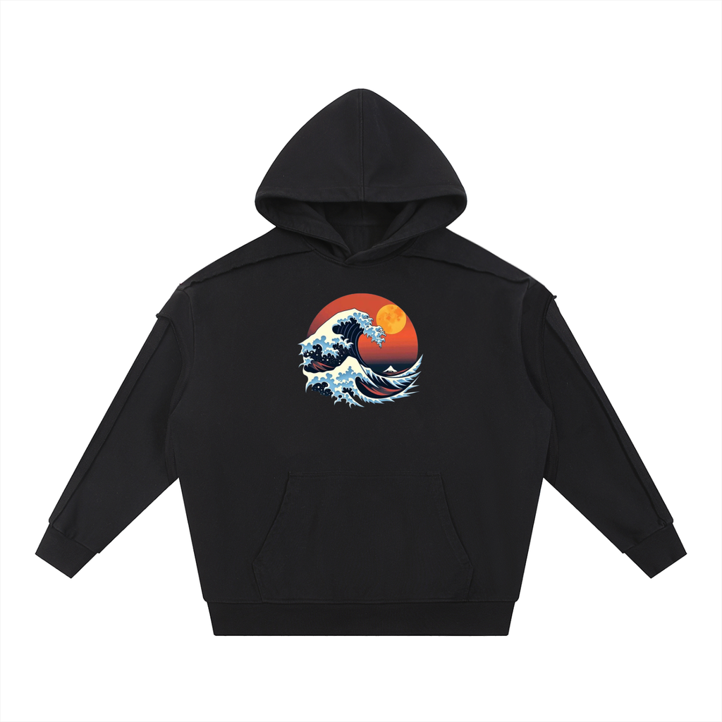 Contrast Tape Raw Edge Double Layered Hoodie