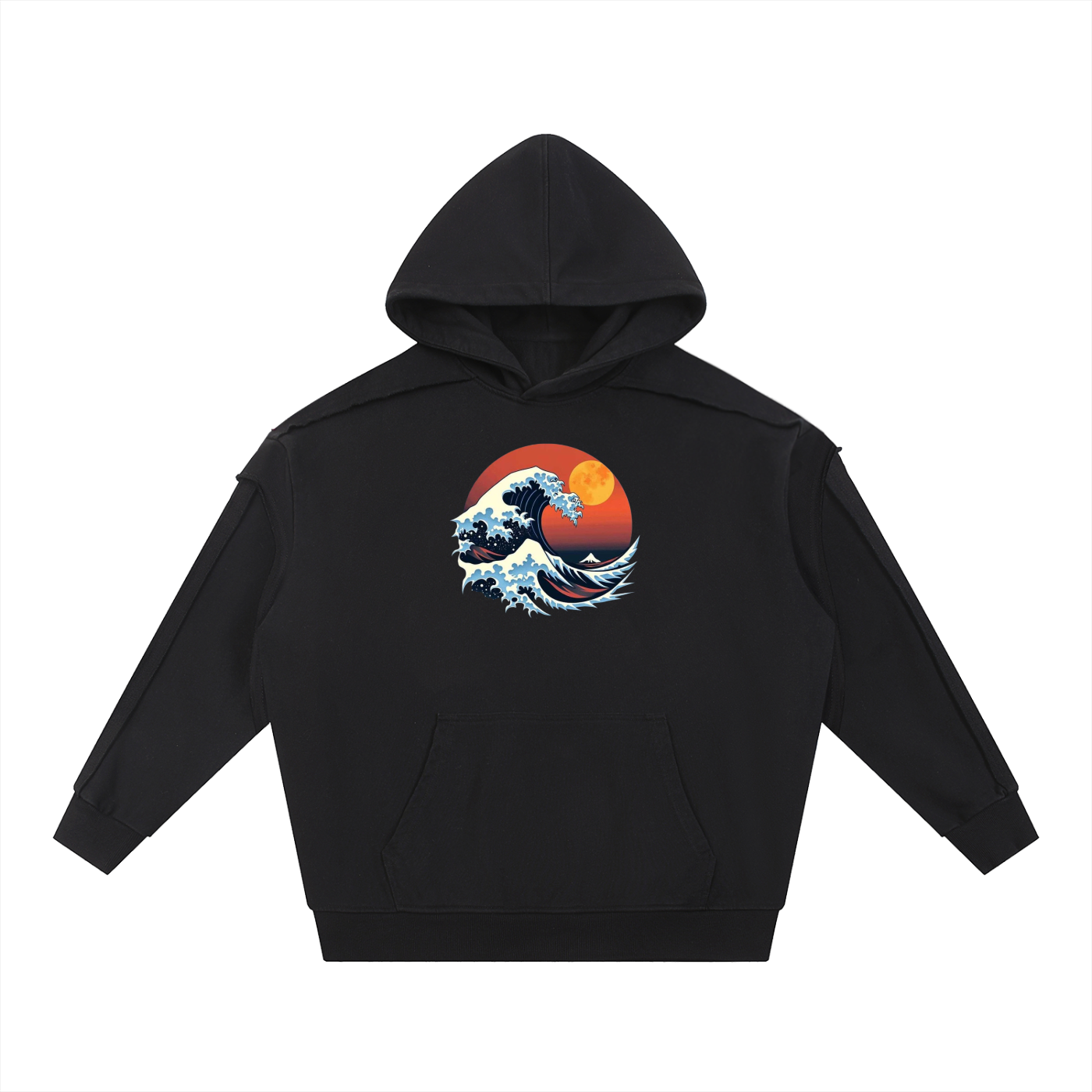 Contrast Tape Raw Edge Double Layered Hoodie