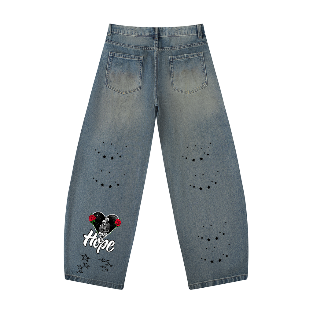 Men's Distressed Barrel Leg Jeans