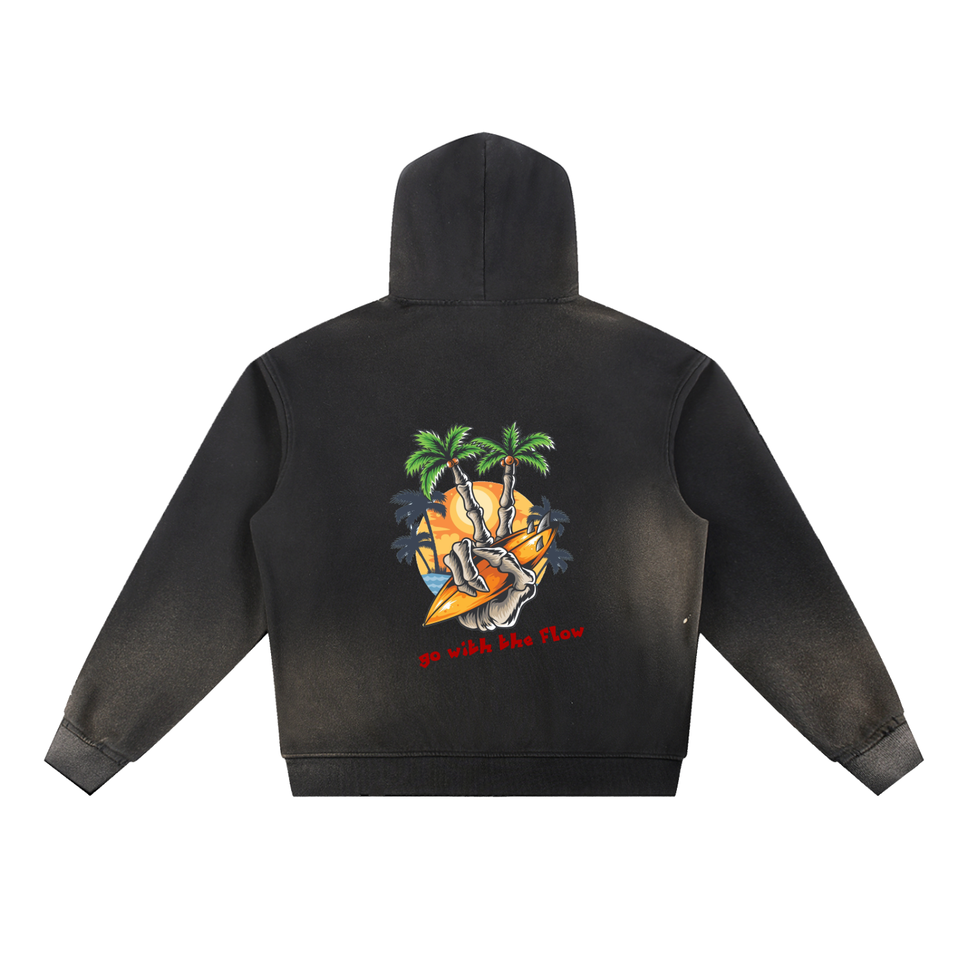 Sun Fade Frayed Fleece Hoodie