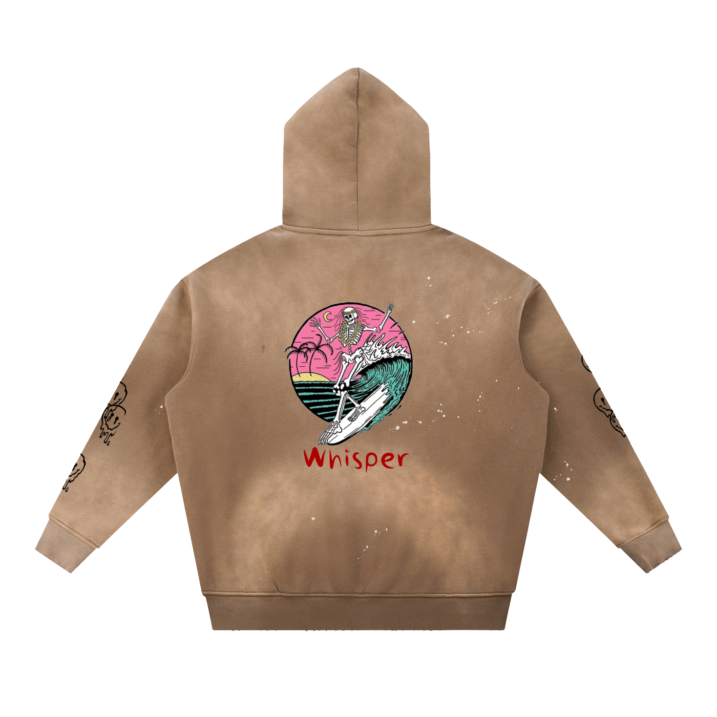 Vintage Washed Frayed Fleece Hoodie