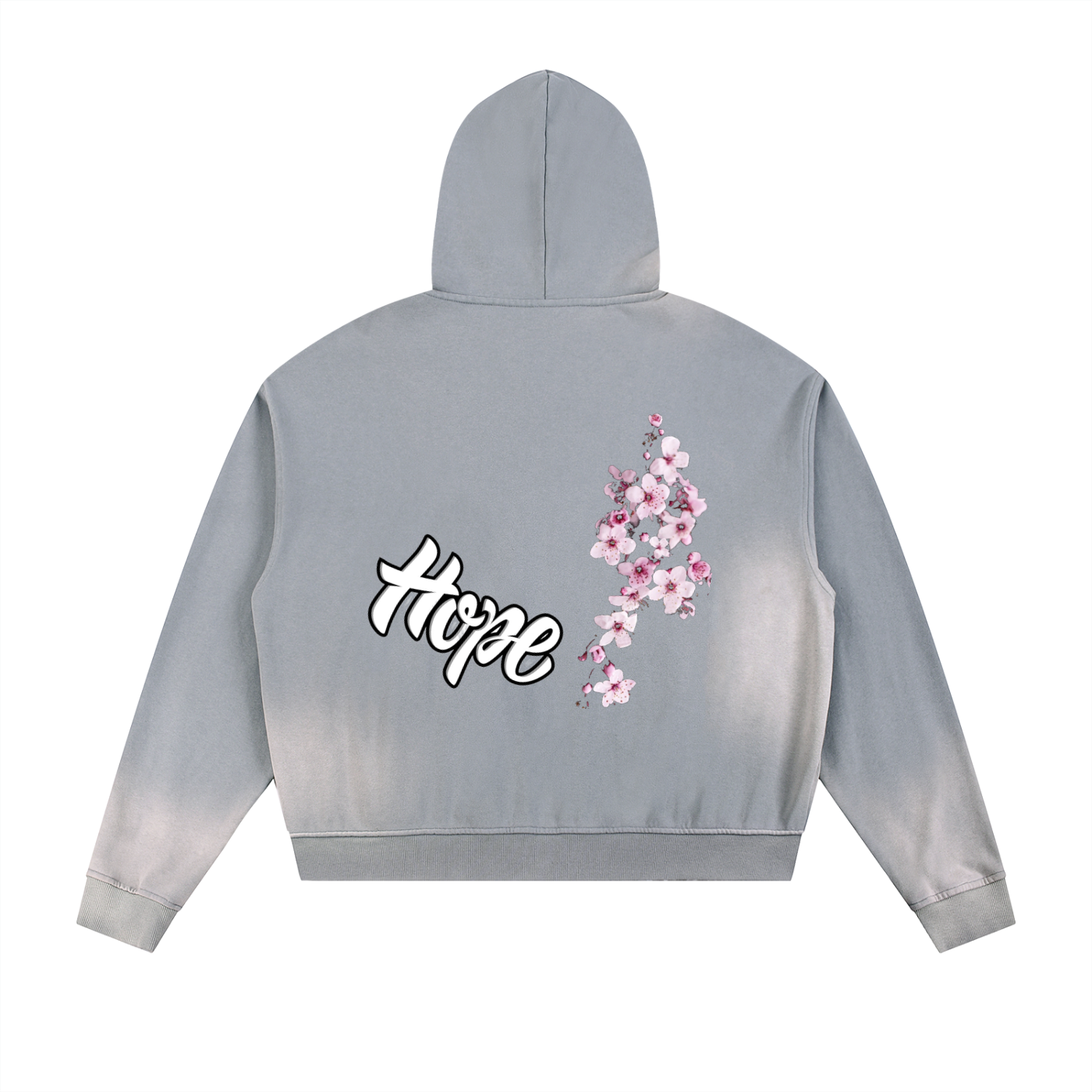 Sun Fade Frayed Raw Edge Fleece Zip Hoodie