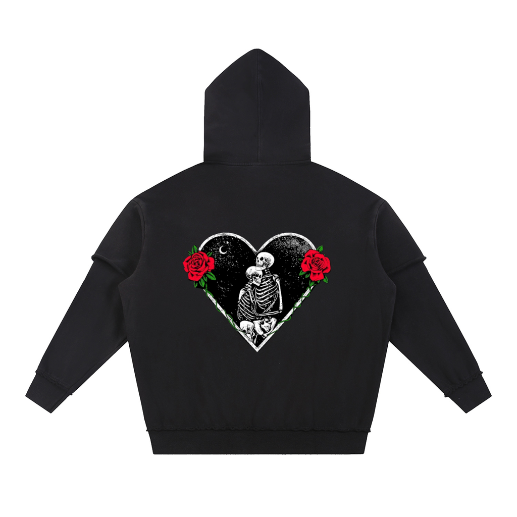 Snow Washed Raw Edge Double Layered Hoodie