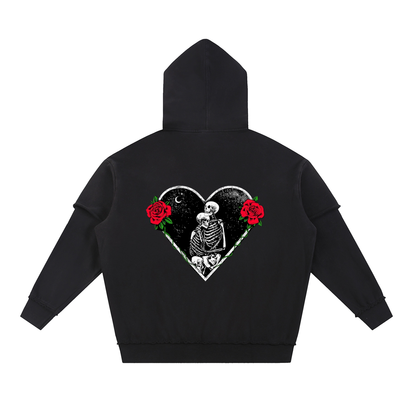 Snow Washed Raw Edge Double Layered Hoodie