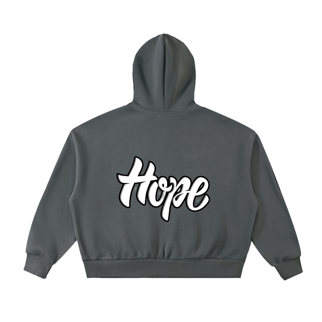 Fleeced Full-Zip Boxy Hoodie
