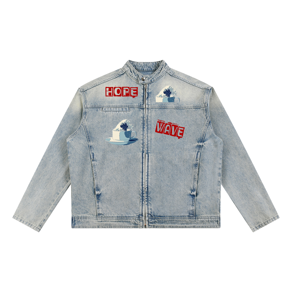 Vintage Wash Zip Denim Jacket