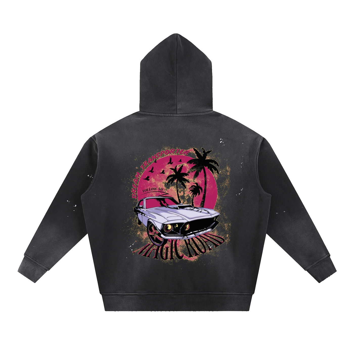 Vintage Washed Frayed Fleece Hoodie