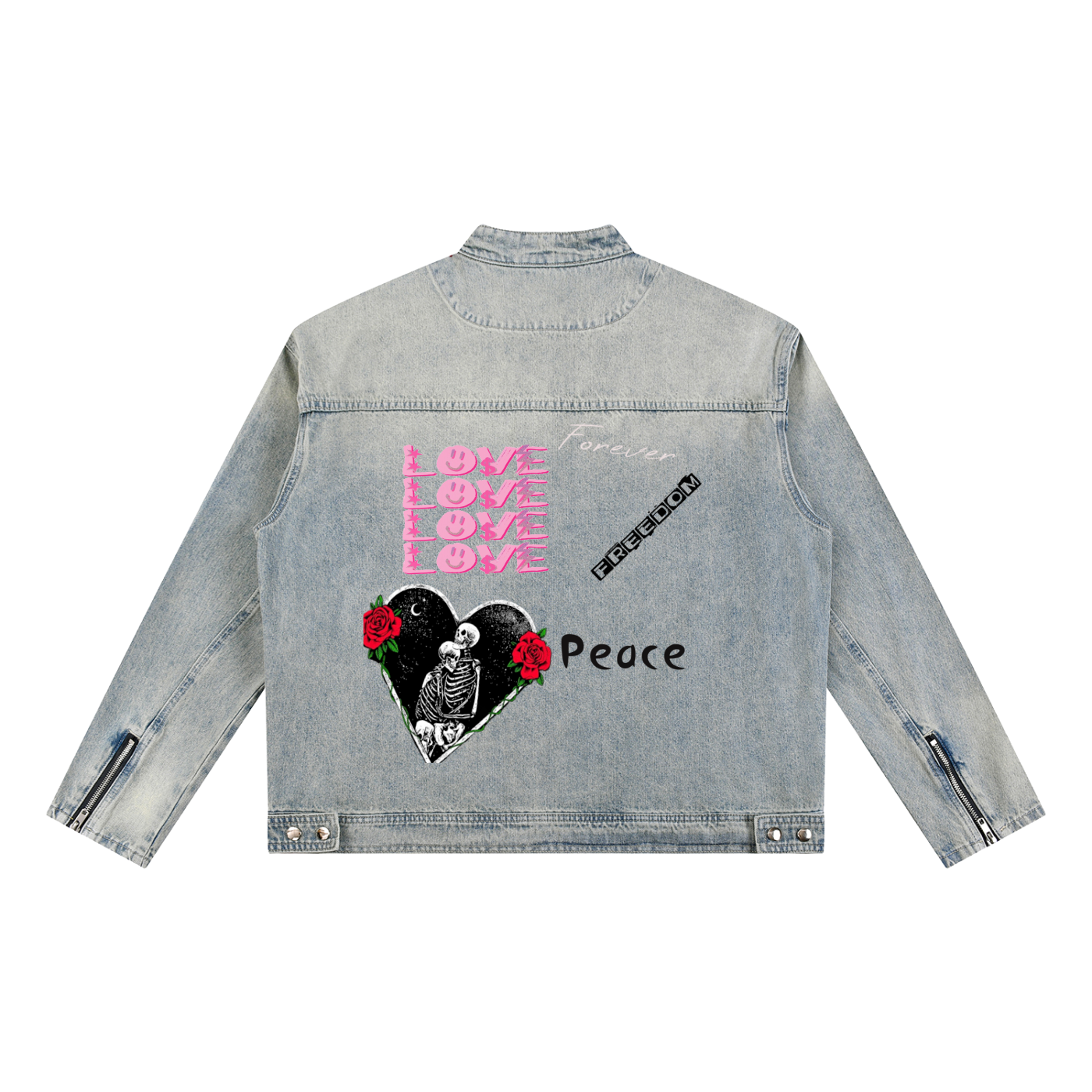 Vintage Wash Zip Denim Jacket