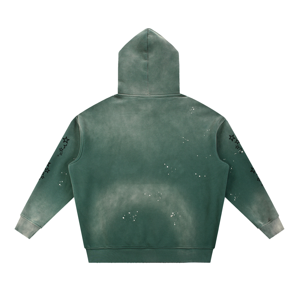 Vintage Washed Frayed Fleece Hoodie