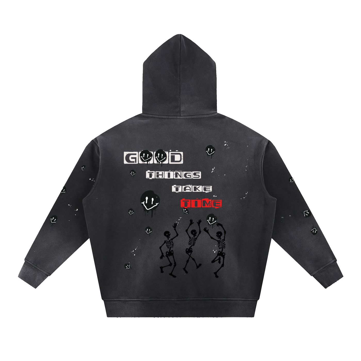 Vintage Washed Frayed Fleece Hoodie