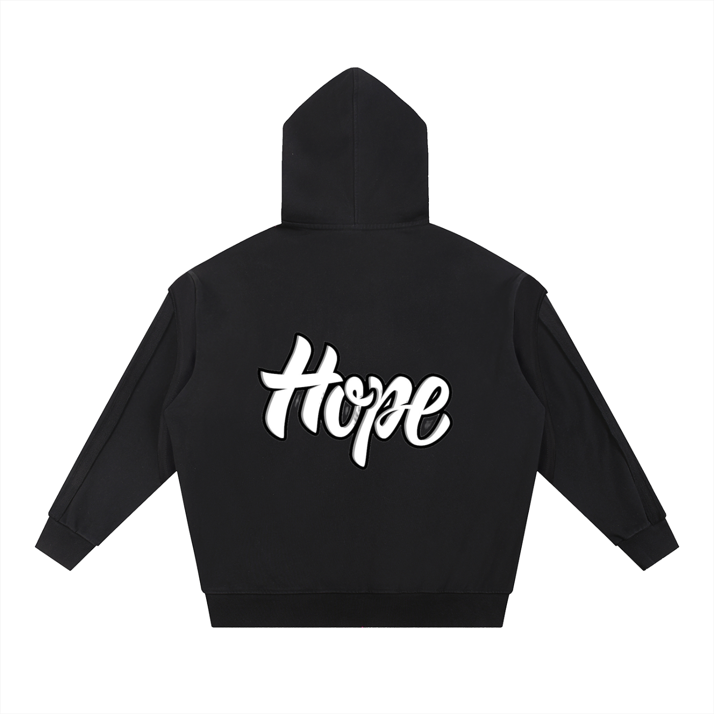 Contrast Tape Raw Edge Double Layered Hoodie