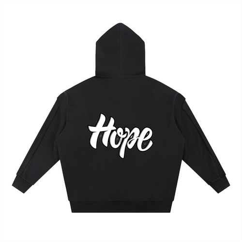Contrast Tape Raw Edge Double Layered Hoodie